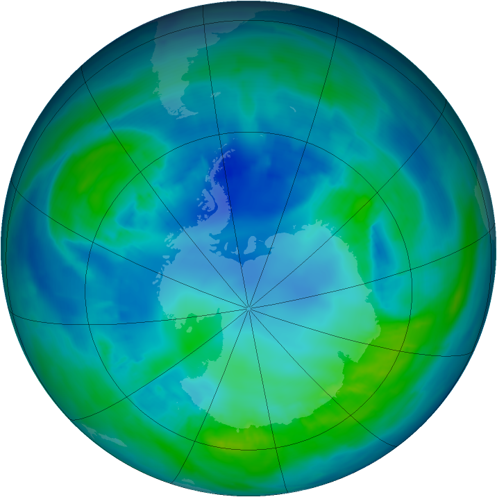Antarctic ozone map for 23 April 2014